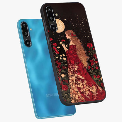 Crimson Dreams Glass Case displayed in angled mockup highlighting soft crimson aesthetic design with artistic theme.