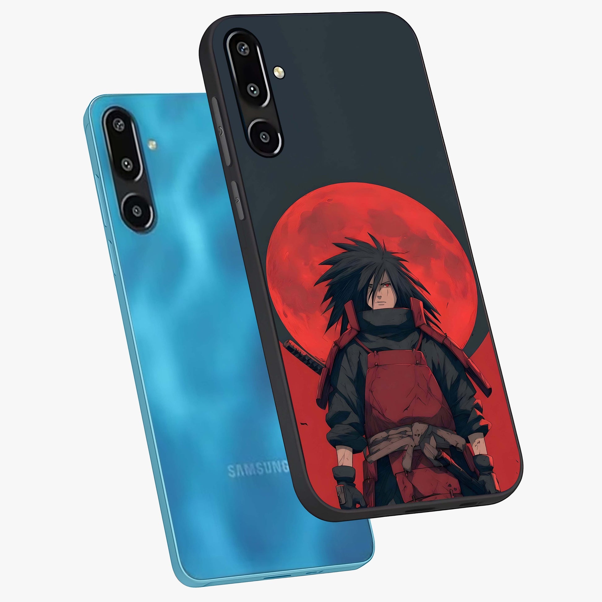Crimson Moon Warlord Glass Case displayed in angled mockup highlighting dramatic crimson moon design with fantasy aesthetic.
