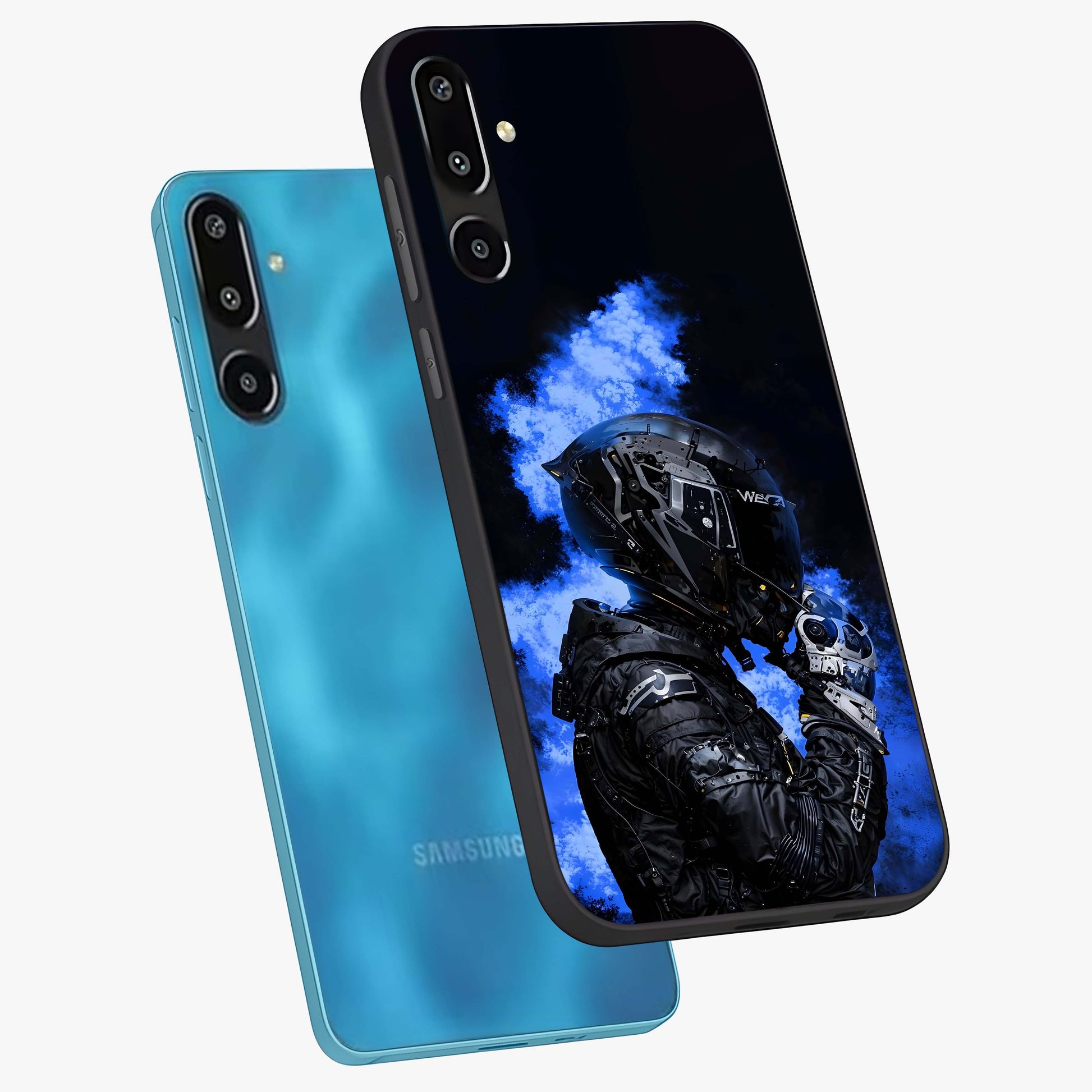 Cyber Sentinel Protocol Glass Case displayed in angled mockup highlighting digital cyber design with sci-fi aesthetic style.
