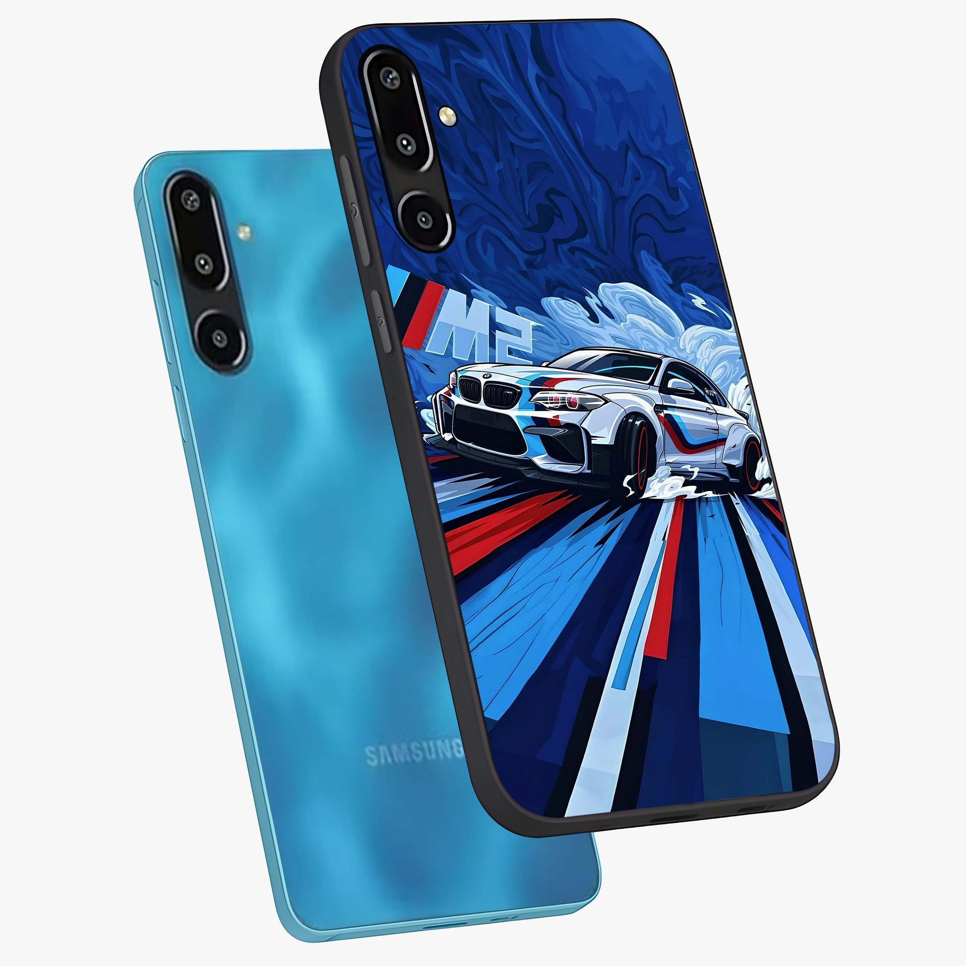 Drift Power Rush Glass Case displayed in angled mockup highlighting powerful drift car design with sporty aesthetic style.