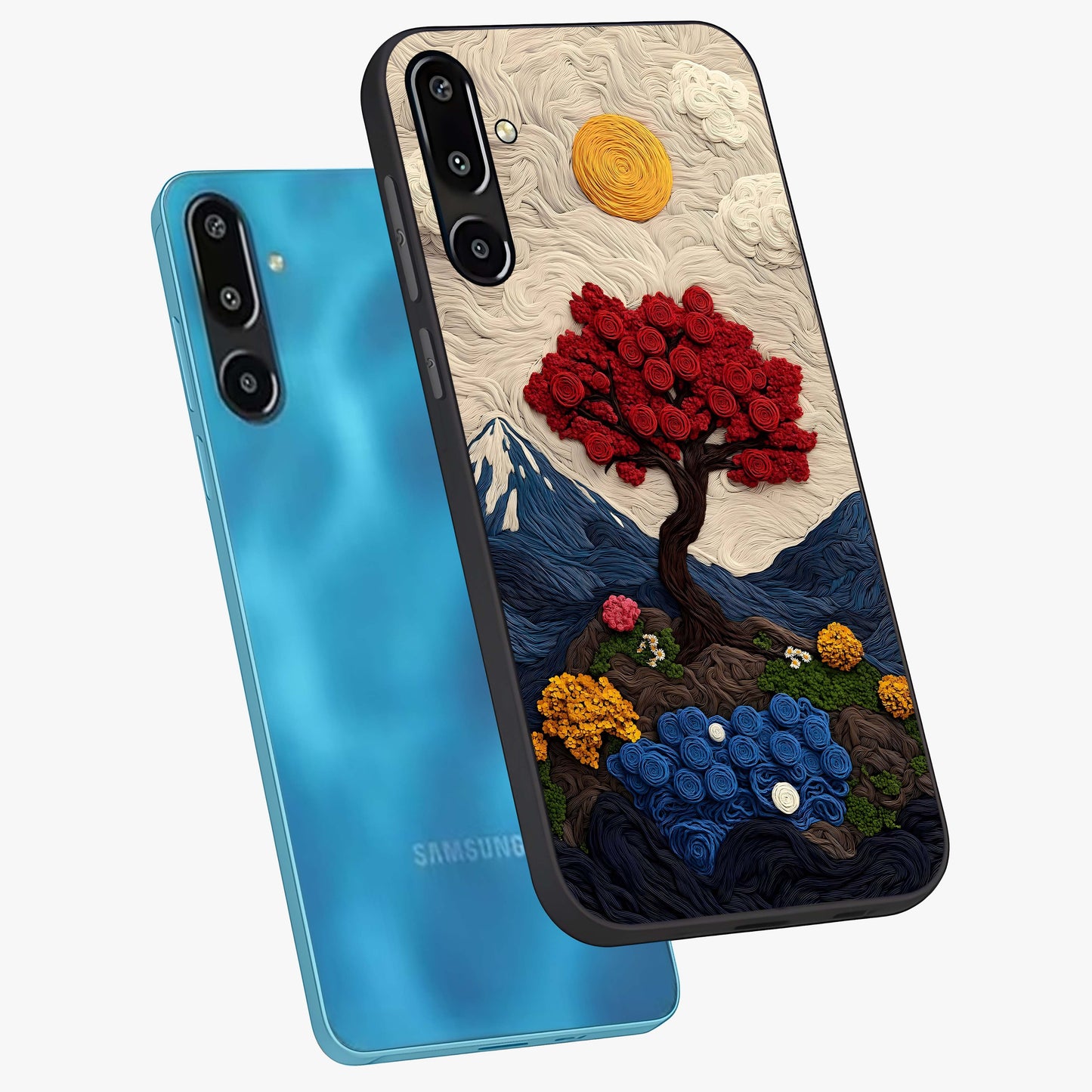 Eternal Nature Tapestry Glass Case displayed in angled mockup highlighting detailed botanical pattern with artistic aesthetic.
