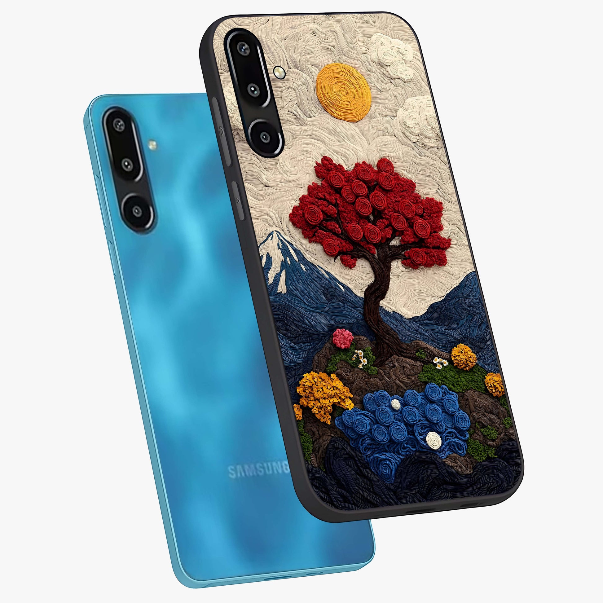 Eternal Nature Tapestry Glass Case displayed in angled mockup highlighting detailed botanical pattern with artistic aesthetic.