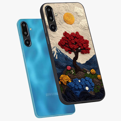 Eternal Nature Tapestry Glass Case displayed in angled mockup highlighting detailed botanical pattern with artistic aesthetic.
