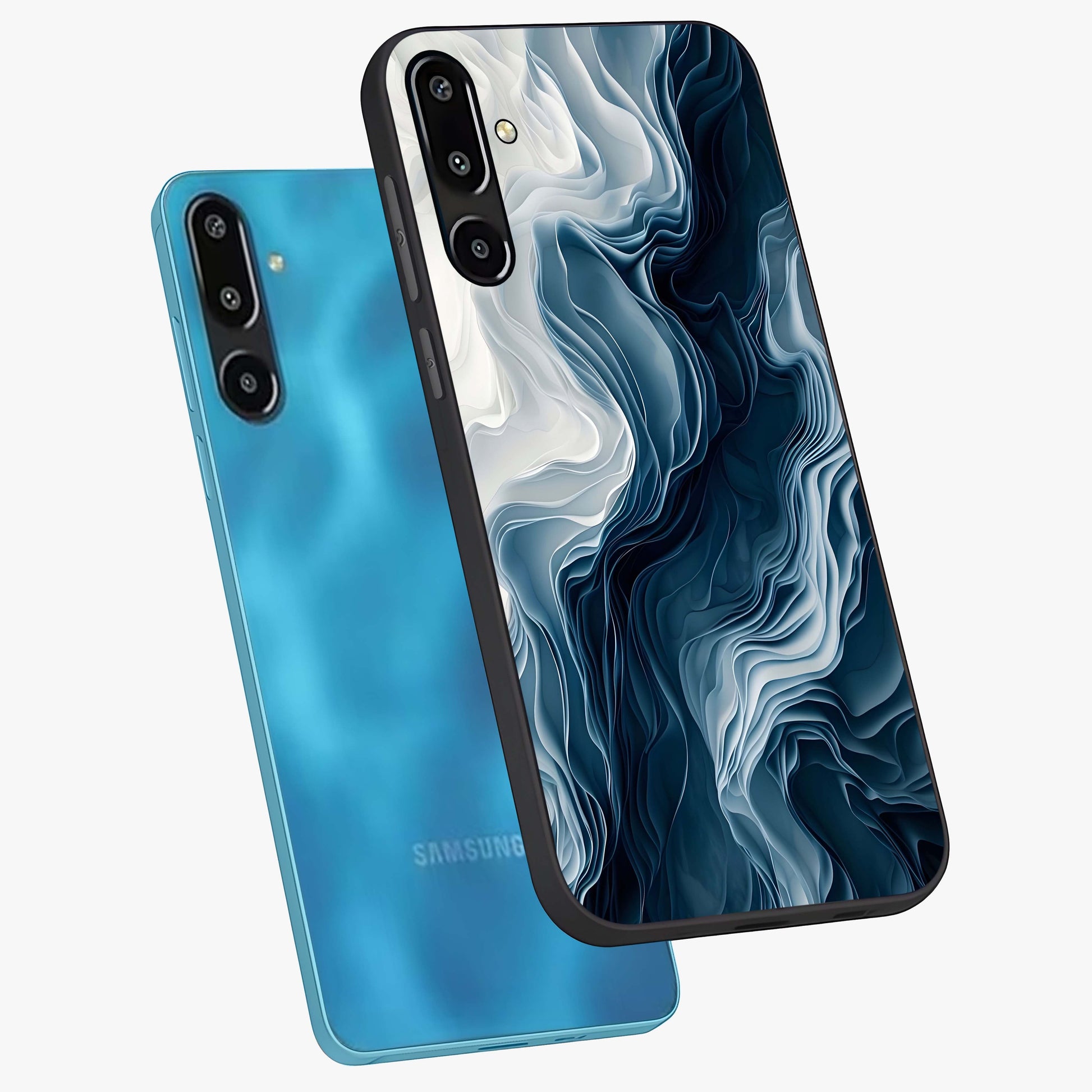 Ethereal Paper Marble Glass Case displayed in angled mockup highlighting elegant marble pattern with modern aesthetic style.
