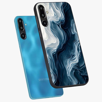 Ethereal Paper Marble Glass Case displayed in angled mockup highlighting elegant marble pattern with modern aesthetic style.