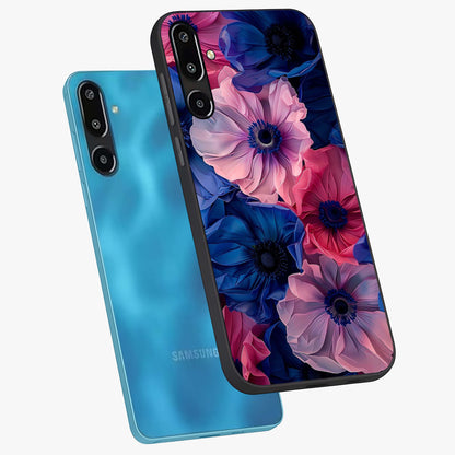 Flower Paper Art Pattern Glass Case displayed in angled mockup highlighting layered paper flower design with artistic aesthetic.