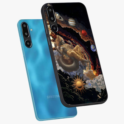 Galactic Divine God Glass Case displayed in angled mockup highlighting powerful celestial deity illustration with galactic aesthetic.