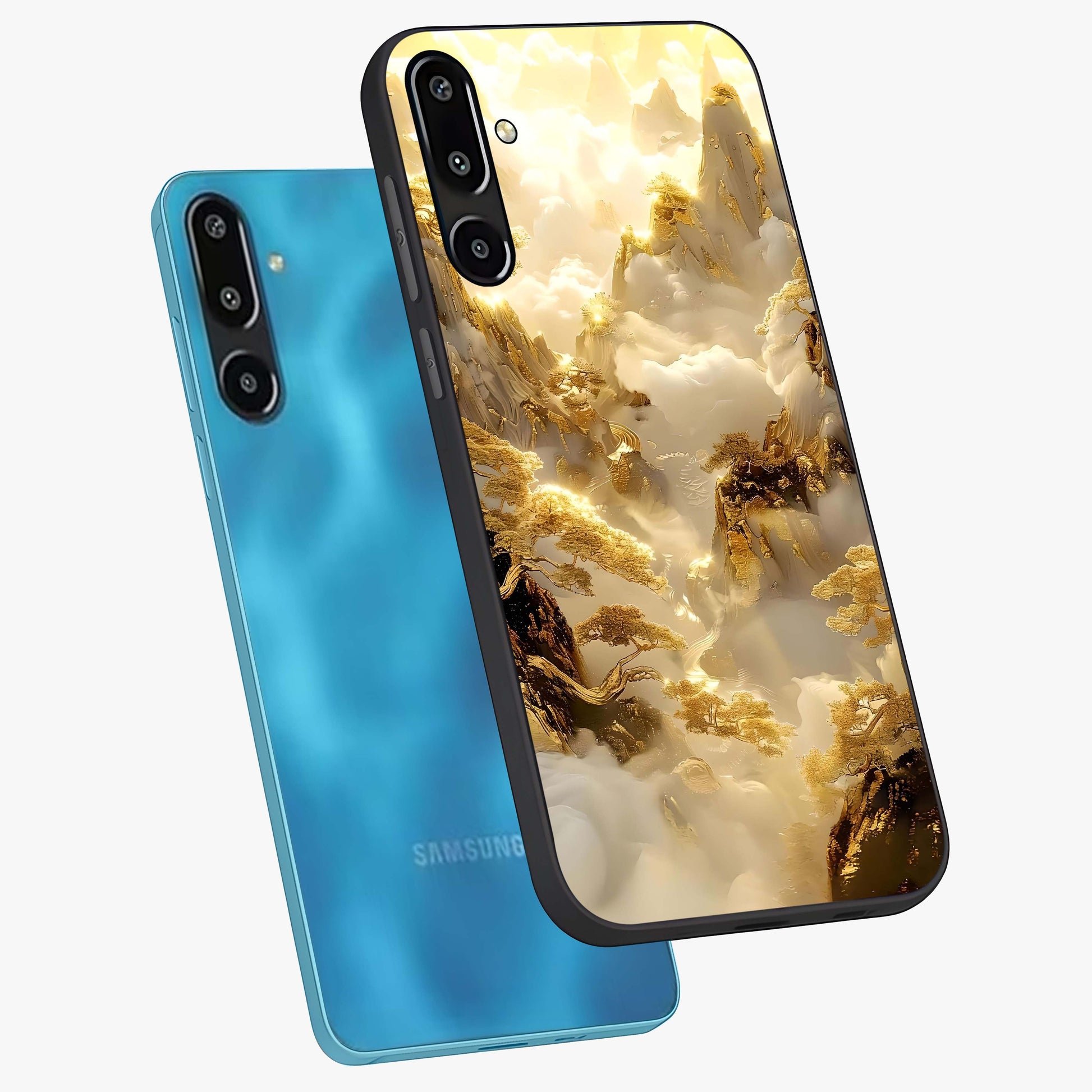 Gates Of Illumination Glass Case displayed in angled mockup highlighting radiant portal inspired design with fantasy aesthetic.