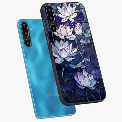 Gloss Petal Rush Glass Case displayed in angled mockup highlighting vibrant petal design with elegant floral aesthetic.