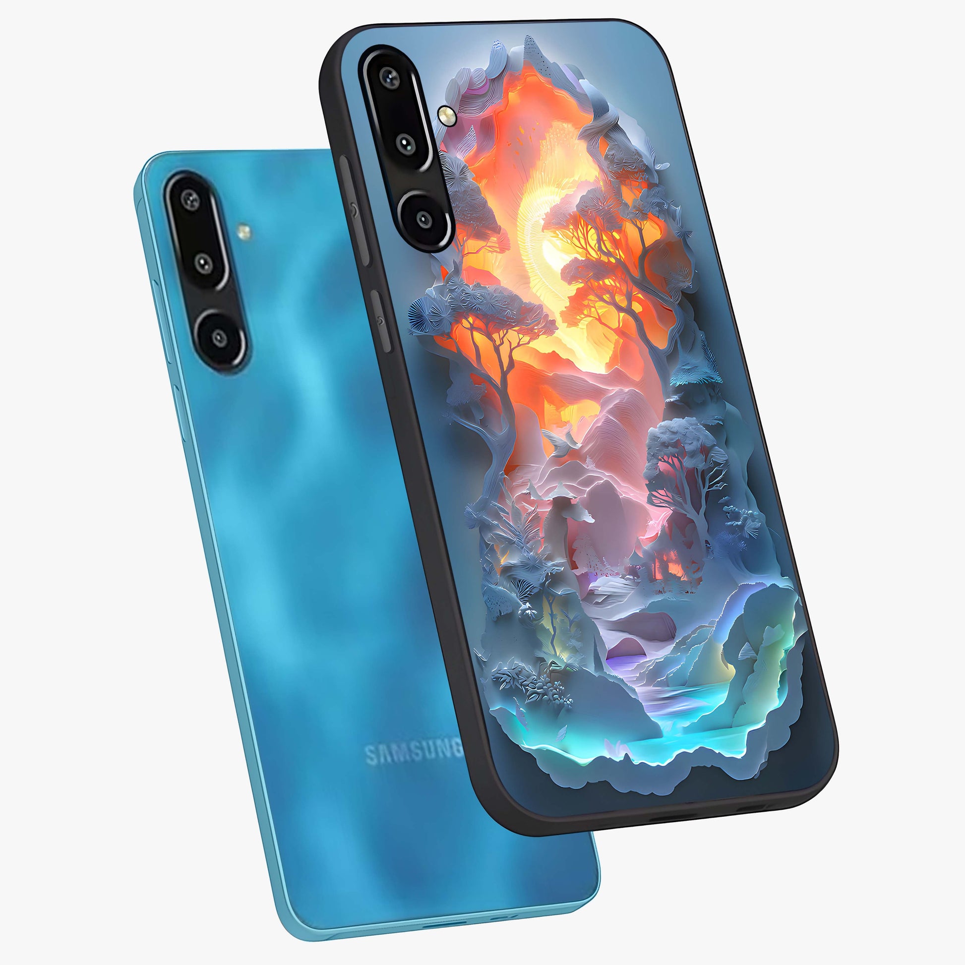 Glow Forest Portal Glass Case displayed in angled mockup highlighting mystical forest design with magical glowing aesthetic.
