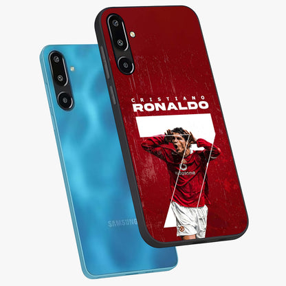 Goal Celebration Legacy Glass Case displayed in angled mockup highlighting energetic sports celebration design with bold athletic theme.