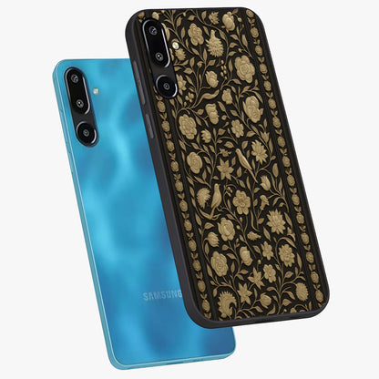 Golden Evil Eye Mandala Glass Case displayed in angled mockup highlighting protective evil eye symbol with golden mandala design.