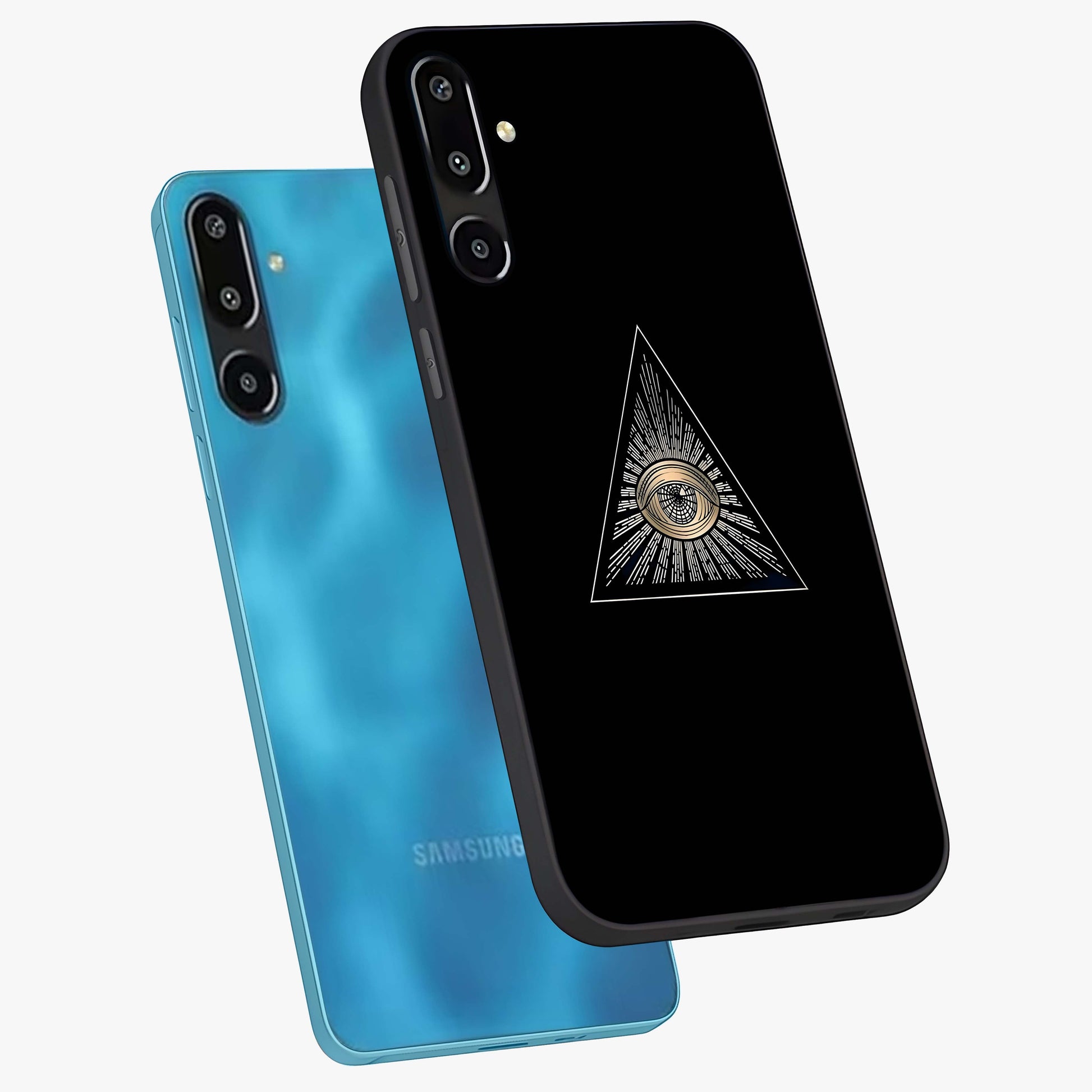 Illuminati Evil Glass Case displayed in angled mockup highlighting dark occult inspired design with bold aesthetic style.