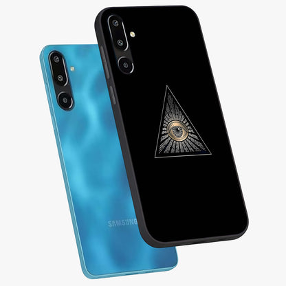 Illuminati Evil Glass Case displayed in angled mockup highlighting dark occult inspired design with bold aesthetic style.