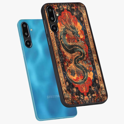 Inferno Dragon Soul Glass Case displayed in angled mockup highlighting powerful dragon illustration with inferno aesthetic.