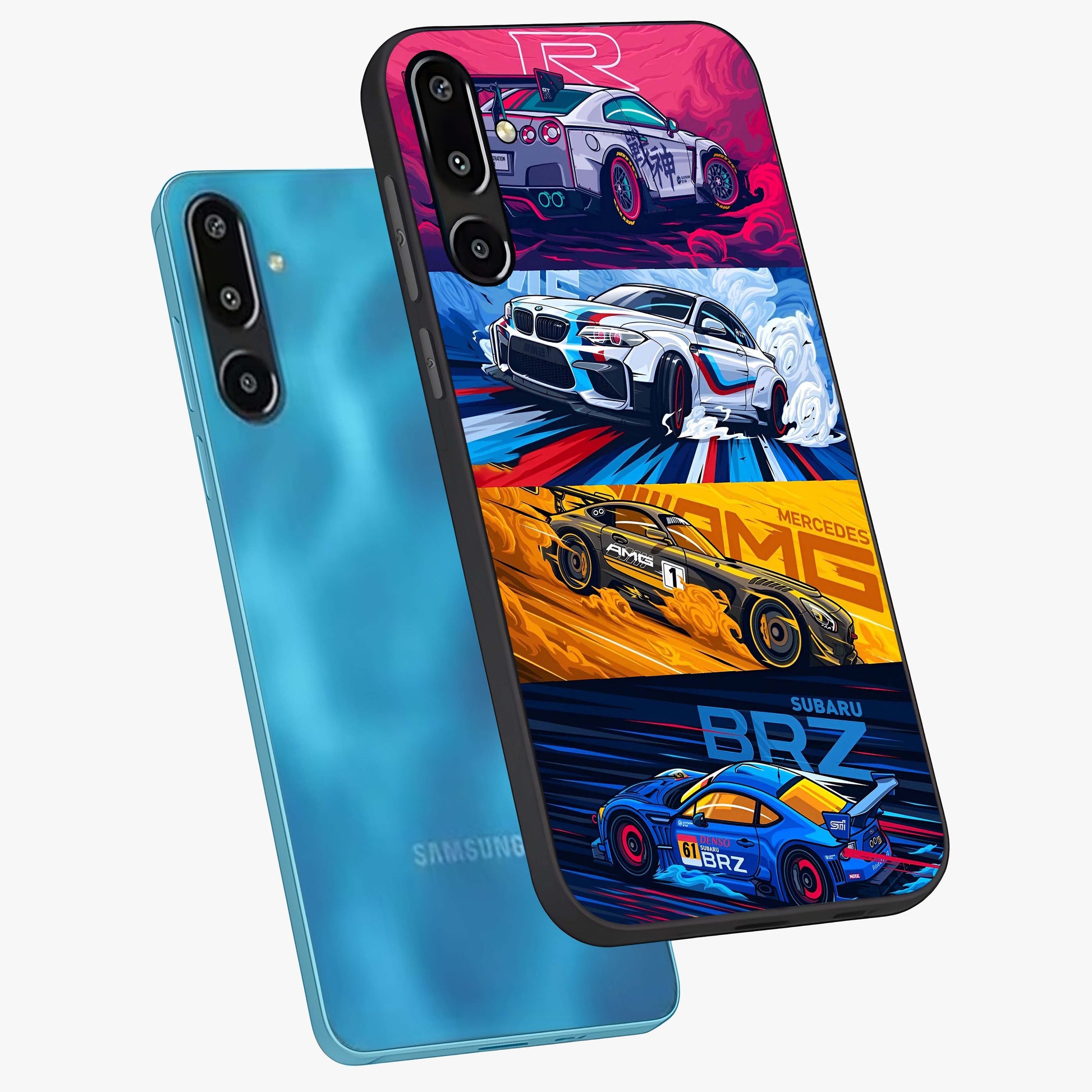 JDM Sports Car Glass Case displayed in angled mockup highlighting sleek Japanese racing car design with automotive aesthetic.