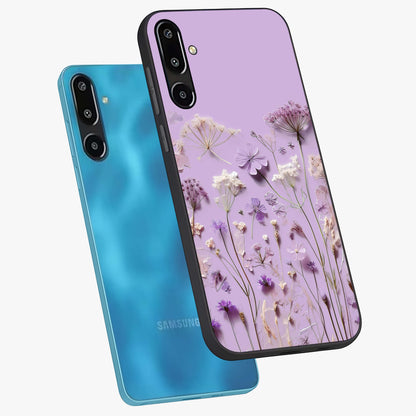 Lavender Blossom Dream Glass Case displayed in angled mockup highlighting dreamy lavender flower design with calming aesthetic style.