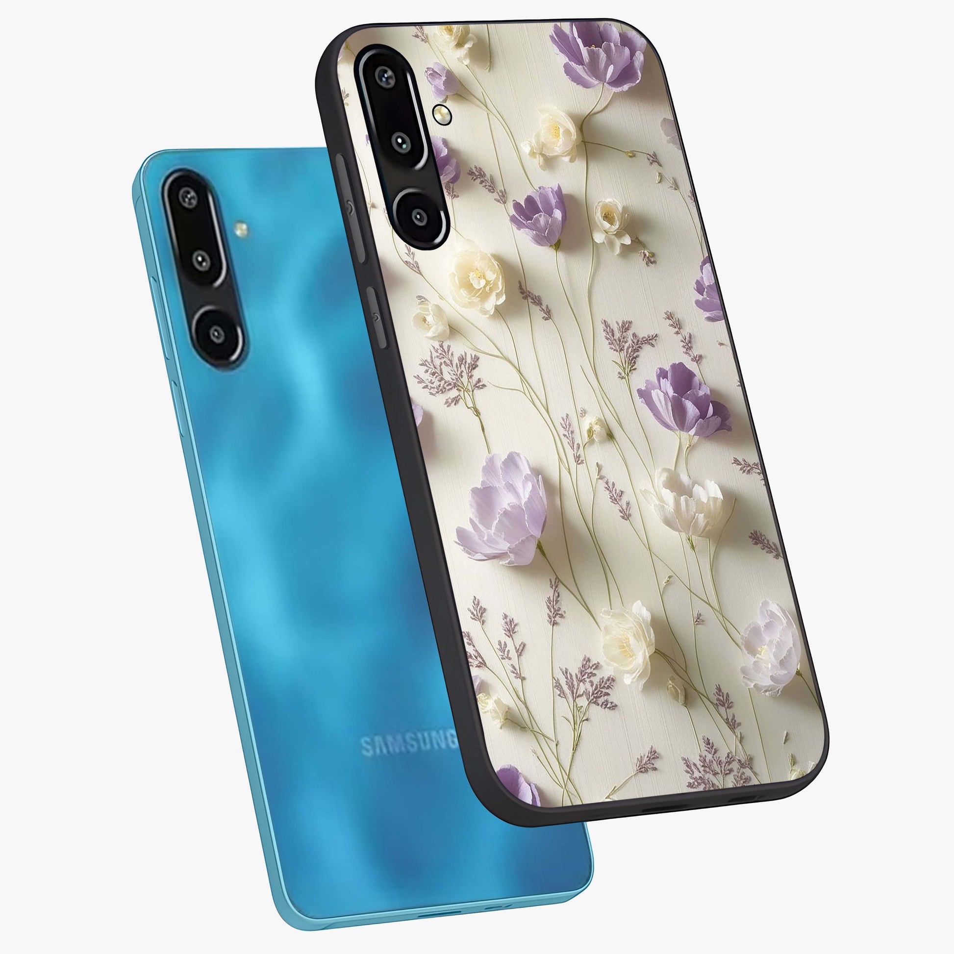 Lilac Breeze Harmony Glass Case displayed in angled mockup highlighting calm lilac breeze design with soothing aesthetic style.
