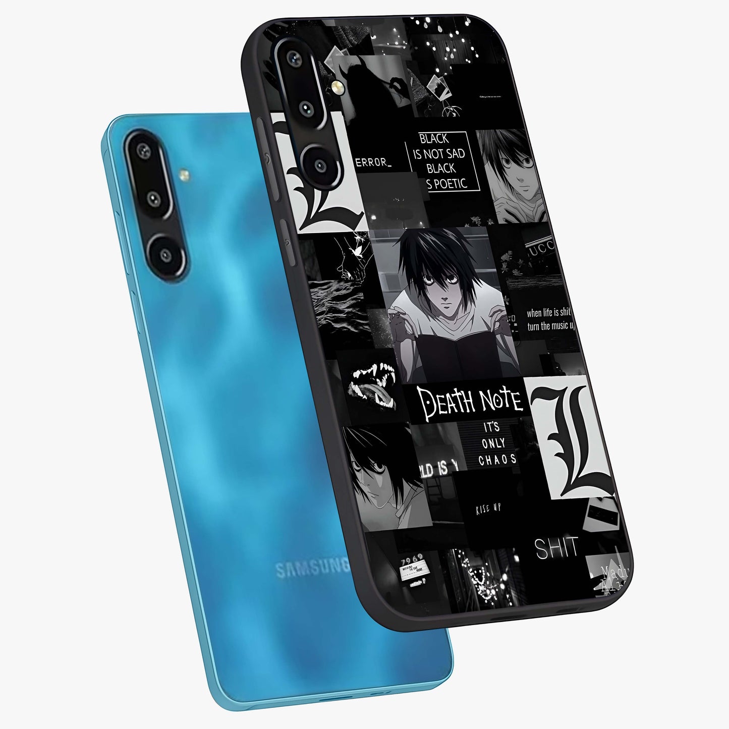 Midnight Chaos Mind Glass Case displayed in angled mockup highlighting chaotic artistic design with dramatic midnight aesthetic.