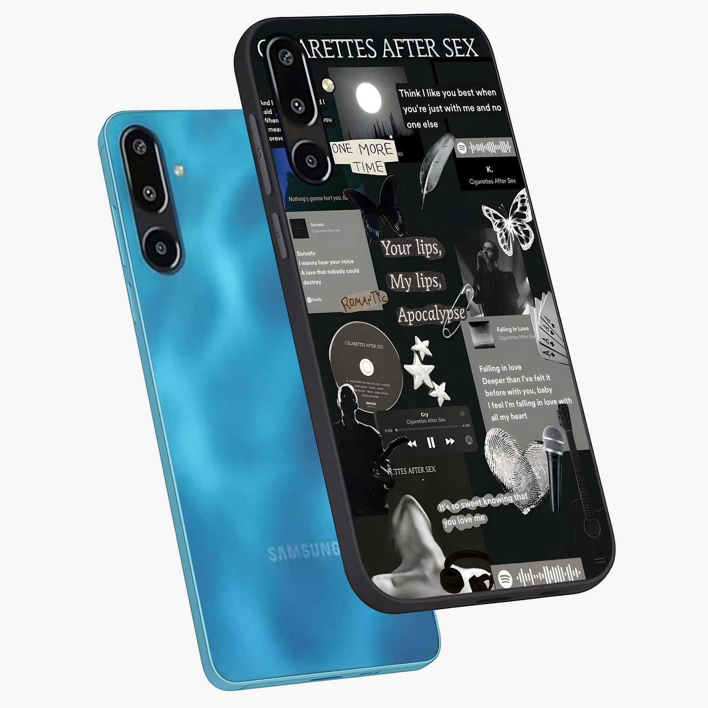 Midnight Love Echo Glass Case displayed in angled mockup highlighting elegant love inspired design with deep aesthetic style.
