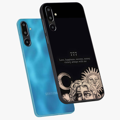 Mystic Victory Aura Glass Case displayed in angled mockup highlighting energetic aura design with bold mystical aesthetic.