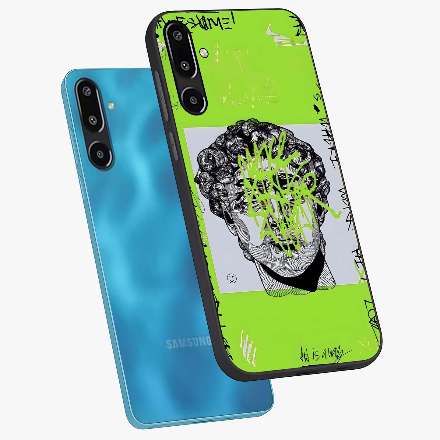 Neo Graffiti Rebellion Glass Case displayed in angled mockup highlighting urban street art design with rebellious aesthetic.