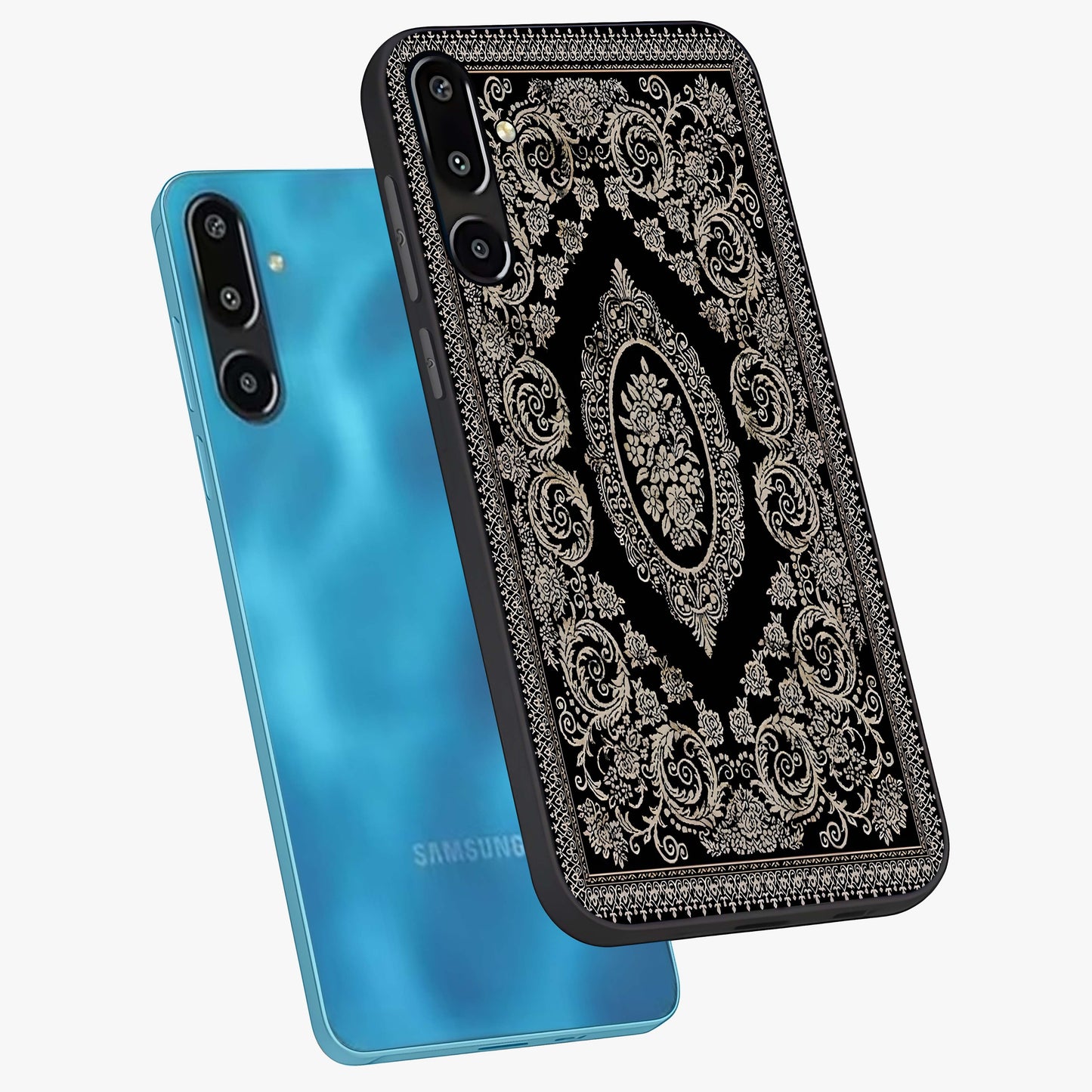 Noir Bloom Elegance Glass Case displayed in angled mockup highlighting refined flower design with stylish noir aesthetic.