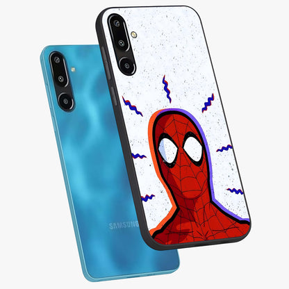 Omg Spiderman Glass Case displayed in angled mockup highlighting dynamic hero illustration with action comic aesthetic.