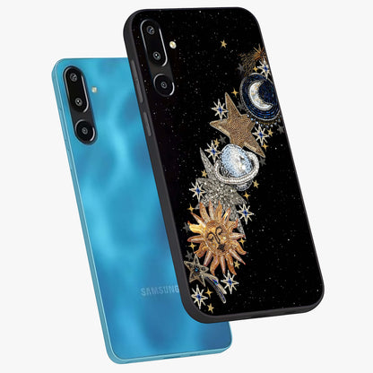 Pearls Universe Object Glass Case displayed in angled mockup highlighting celestial pearl design with dreamy aesthetic.