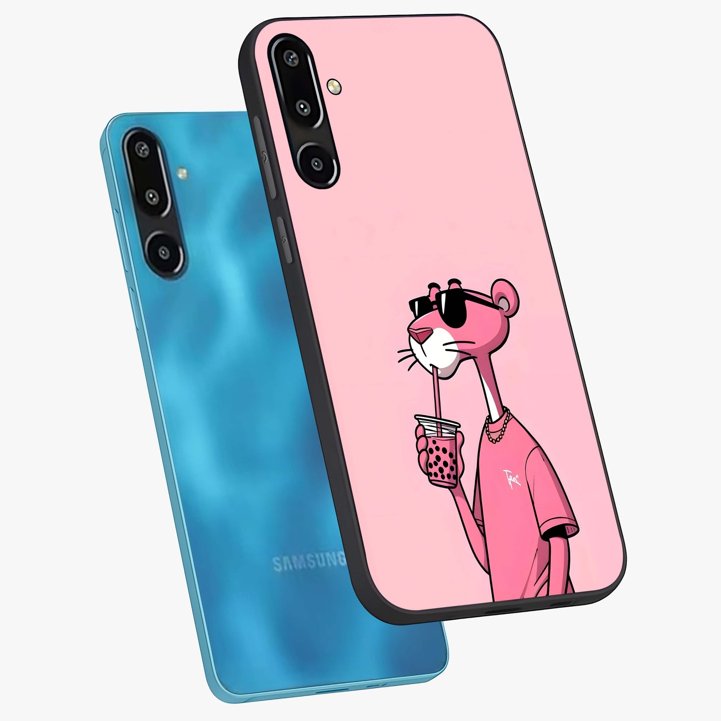 Pink Panther Glass Case displayed in angled mockup highlighting playful cartoon character design with vibrant pink aesthetic.
