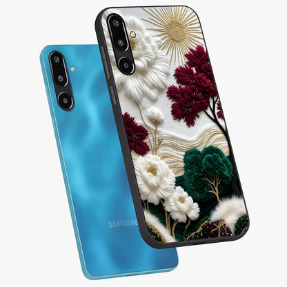 Radiant Bloom Elegance Glass Case displayed in angled mockup highlighting graceful floral design with radiant aesthetic style.