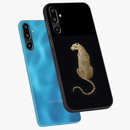 Regal Leopard Glass Case displayed in angled mockup highlighting powerful animal illustration with stylish wild aesthetic.