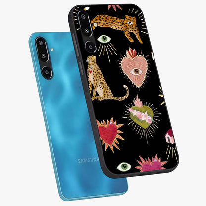 Sacred Jungle Heart Glass Case displayed in angled mockup highlighting lush tropical design with natural aesthetic style.