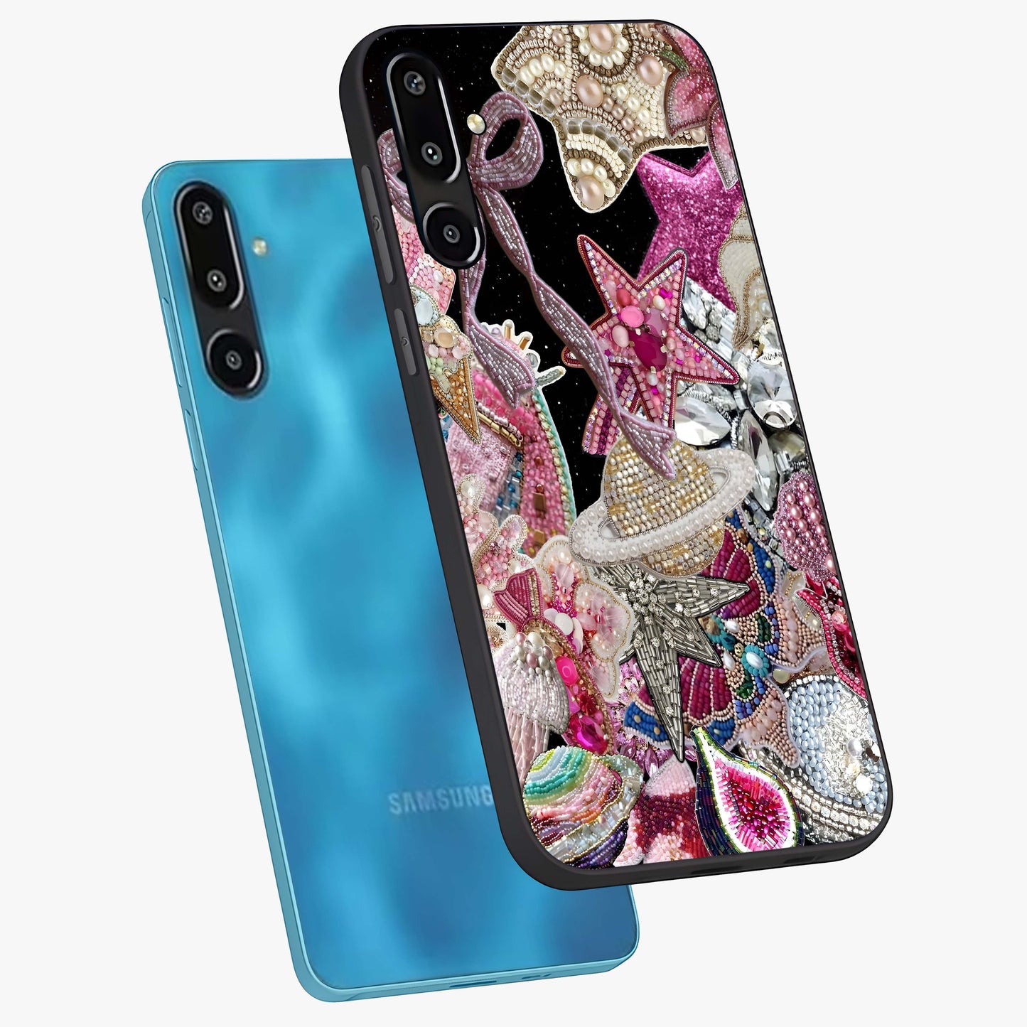 Starlit Jewel Dream Glass Case displayed in angled mockup highlighting glowing celestial jewel design with dreamy aesthetic.
