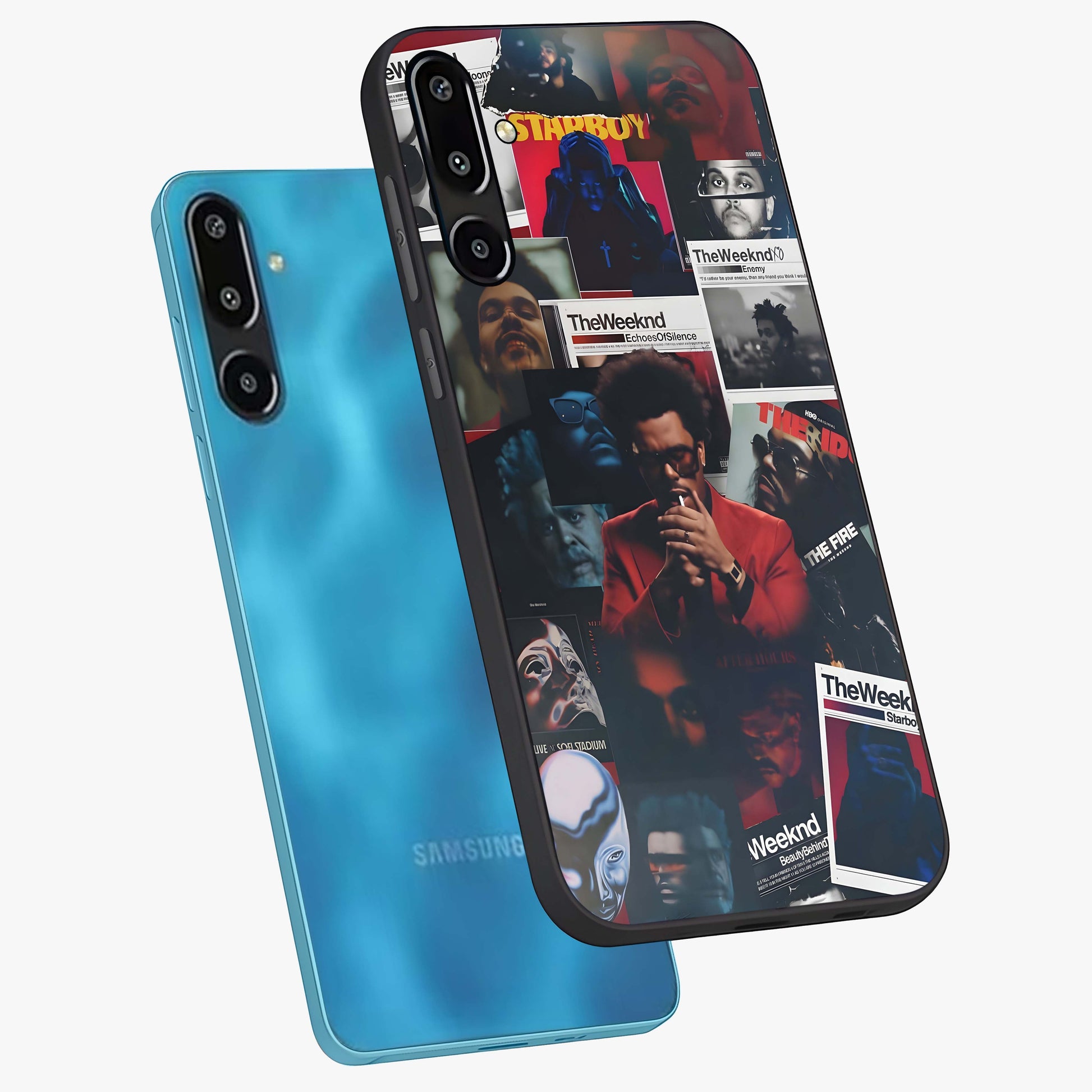 The Weeknd Glass Case displayed in angled mockup highlighting stylish pop culture inspired design with modern aesthetic.