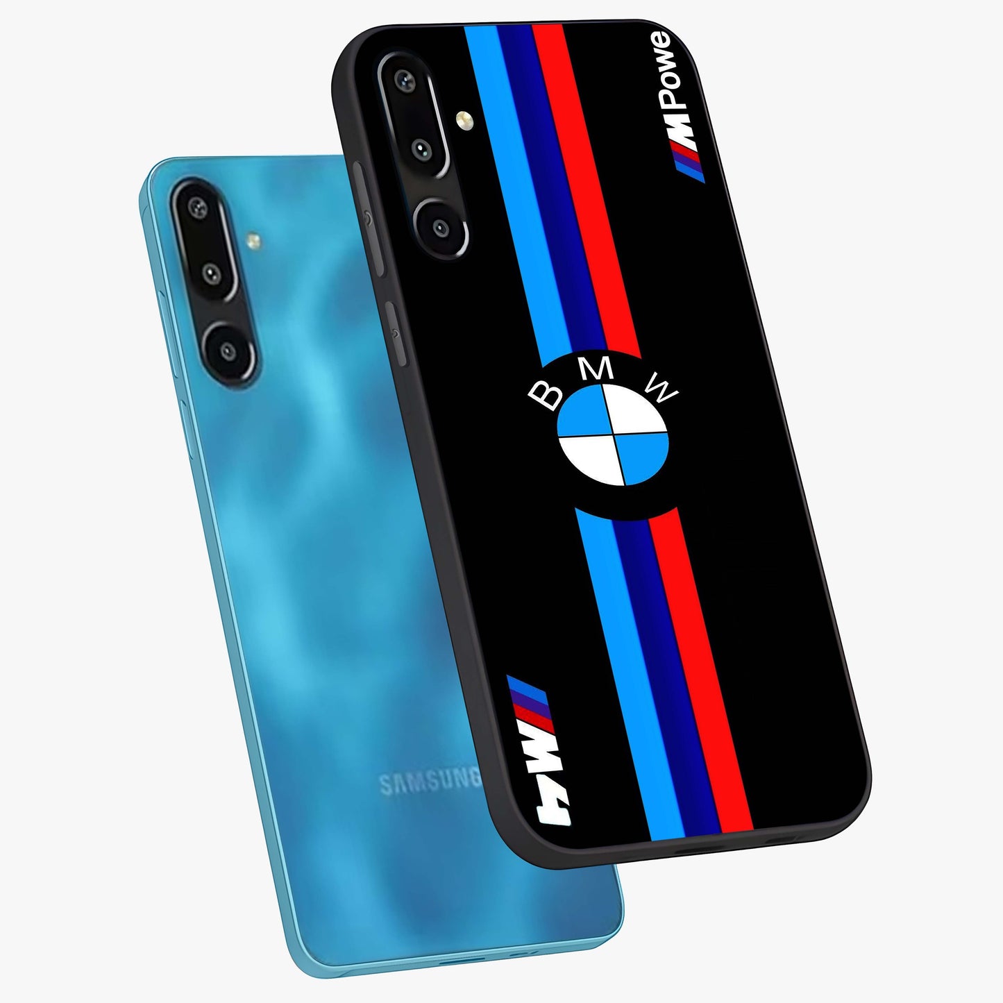 Turbo BMW Beast Glass Case displayed in angled mockup highlighting sleek racing car design with bold automotive aesthetic.