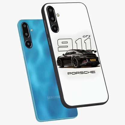Turbo Legacy Icon Glass Case displayed in angled mockup highlighting dynamic automotive design with performance aesthetic.