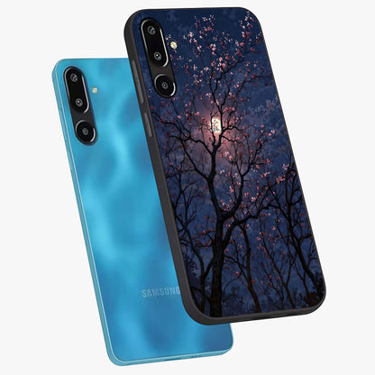 Twilight Sakura Serenade Glass Case displayed in angled mockup highlighting delicate sakura flower design with dreamy aesthetic.