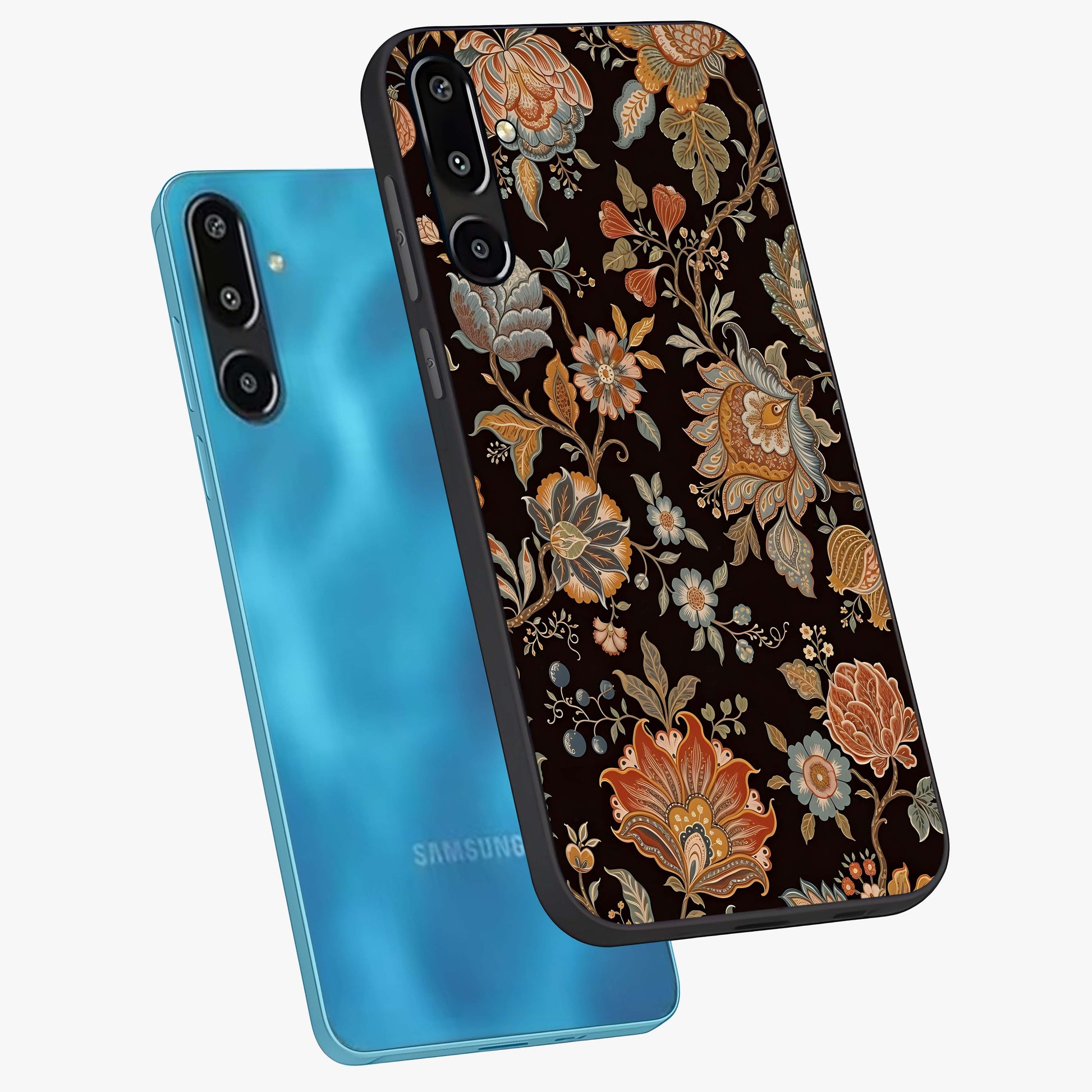 Vintage Floral Dream Glass Case displayed in angled mockup highlighting elegant vintage flower design with soft aesthetic style.