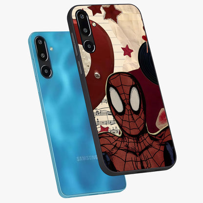 Web Warrior Vibes Glass Case displayed in angled mockup highlighting dynamic web design with comic style aesthetic.