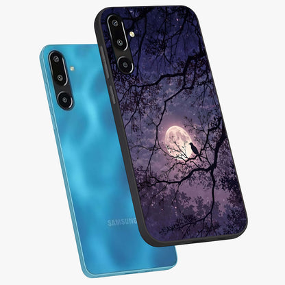 Whispering Moon Silence Glass Case displayed in angled mockup highlighting calm lunar design with dreamy night aesthetic.