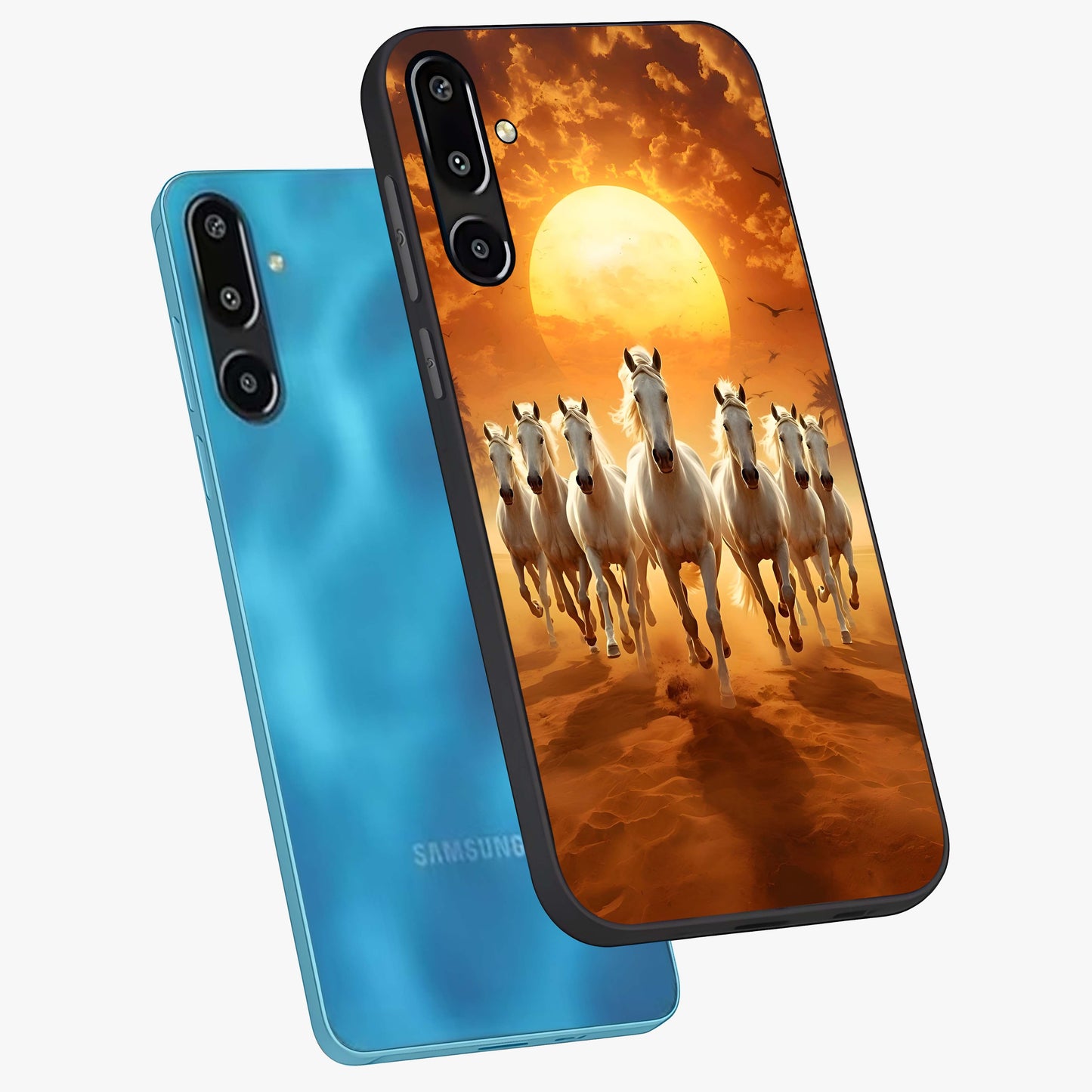 Wild Sunset Majesty Glass Case displayed in angled mockup highlighting vibrant sunset sky design with scenic aesthetic.