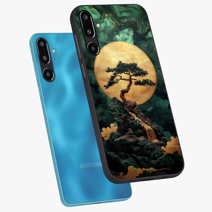 Zen Moon Rise Glass Case displayed in angled mockup highlighting peaceful lunar design with zen aesthetic style.