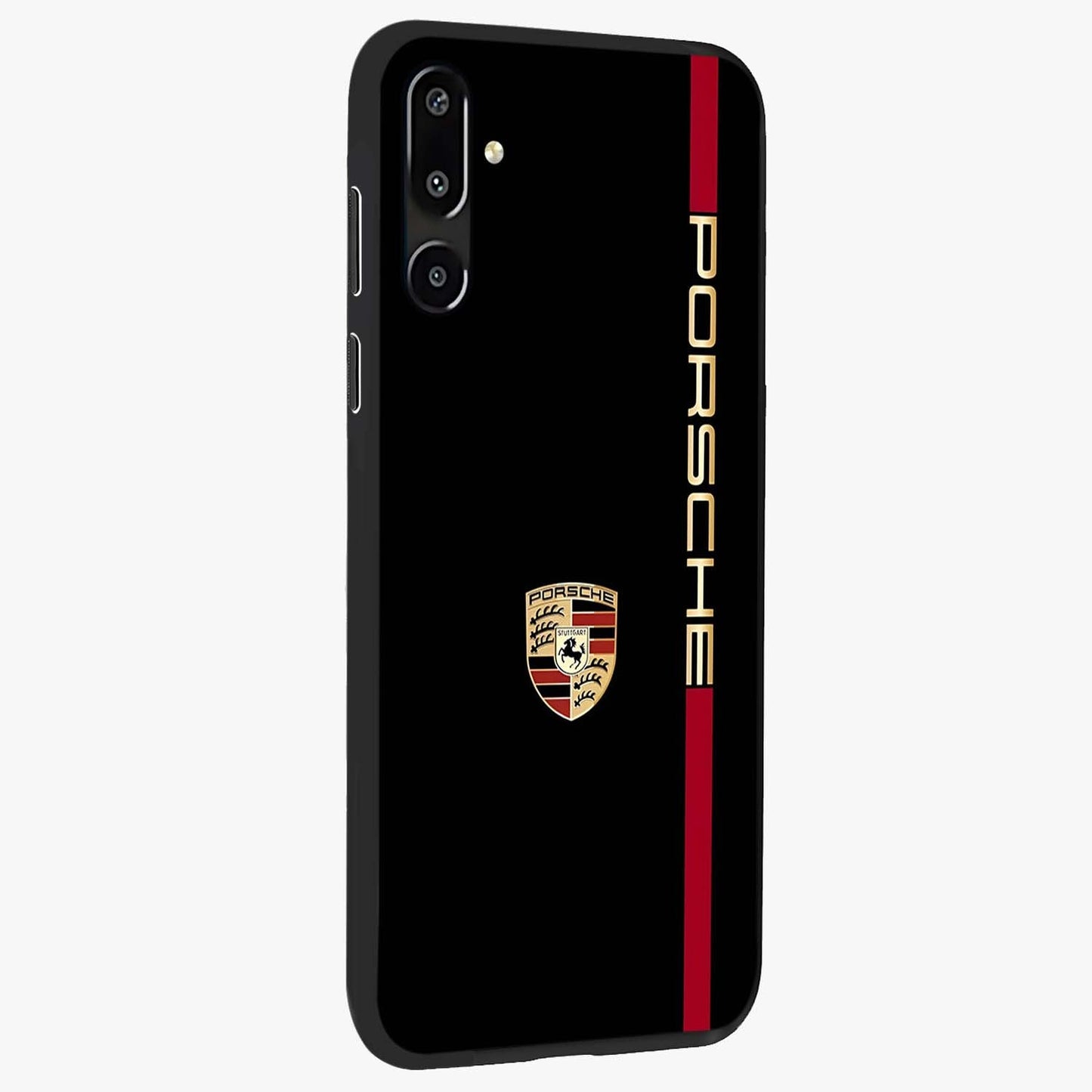 Black Minimal Porsche Glass Case upright view showcasing stylish automotive artwork with bold minimal theme.