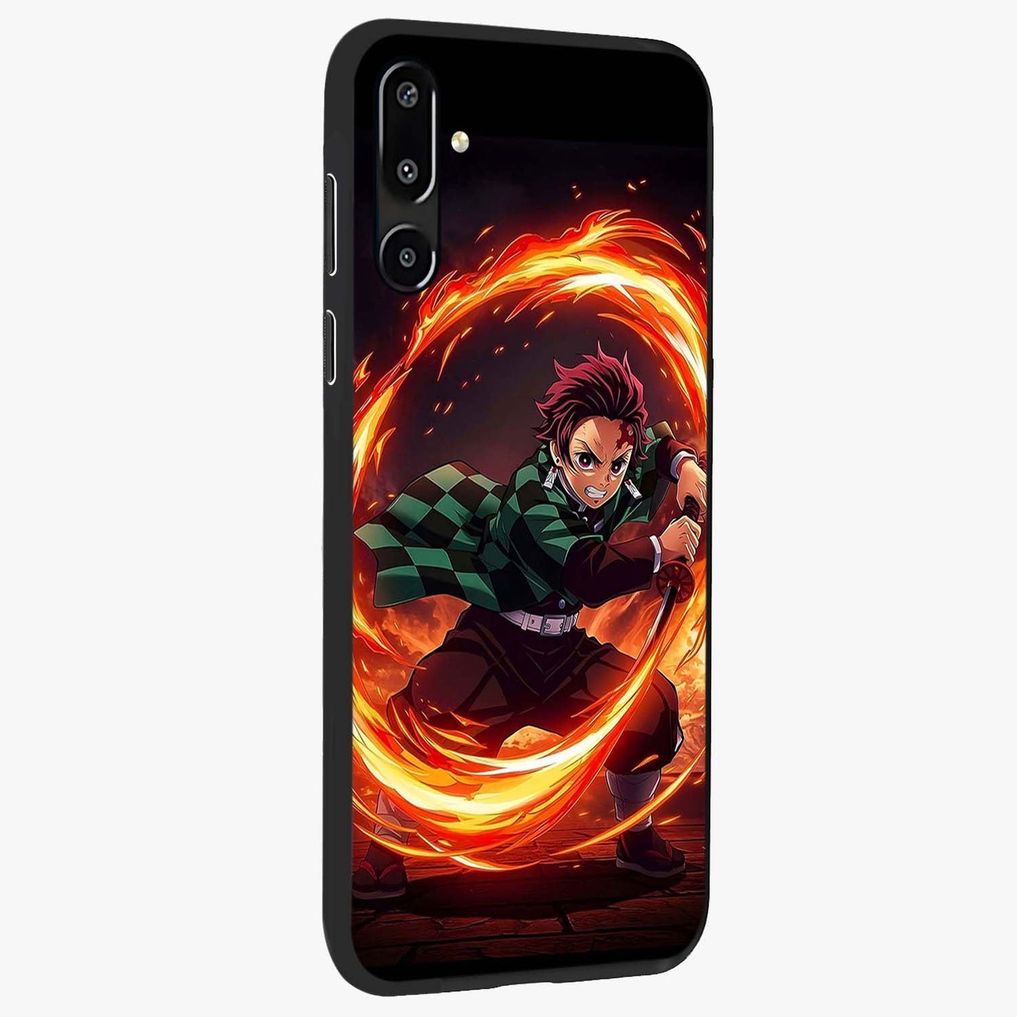Blazing Sword Resolve Glass Case upright view showcasing dramatic warrior inspired artwork with intense visual style.