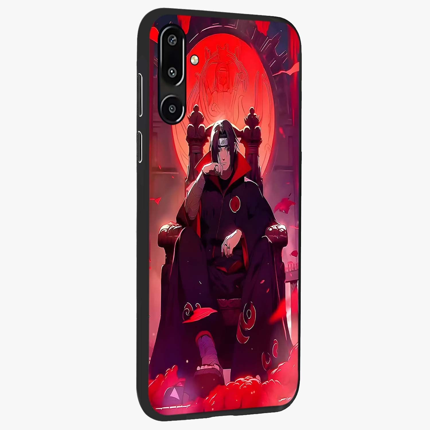 Blood Moon Sovereign Glass Case upright view showcasing powerful moon inspired artwork with cosmic aesthetic style.
