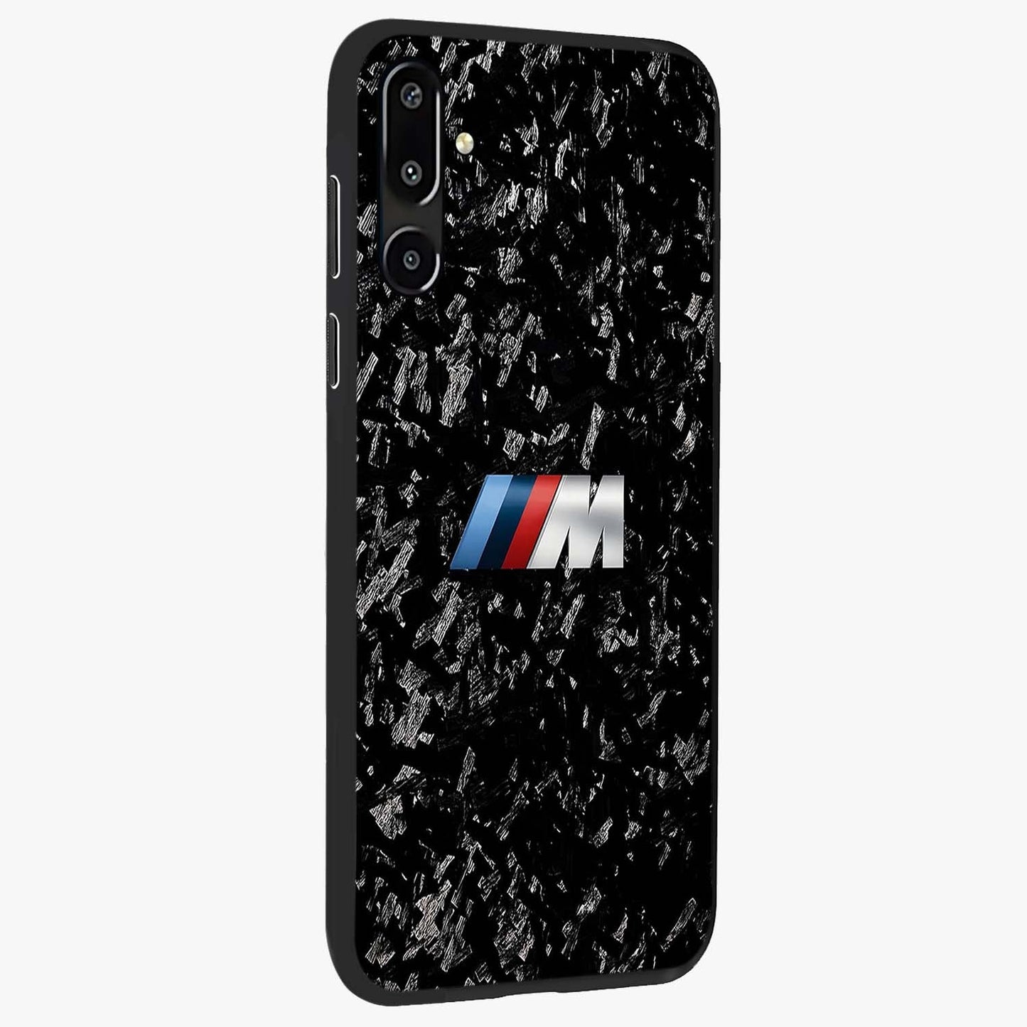 Carbon Speed Mark Glass Case upright view showcasing modern carbon speed graphic with bold automotive theme.