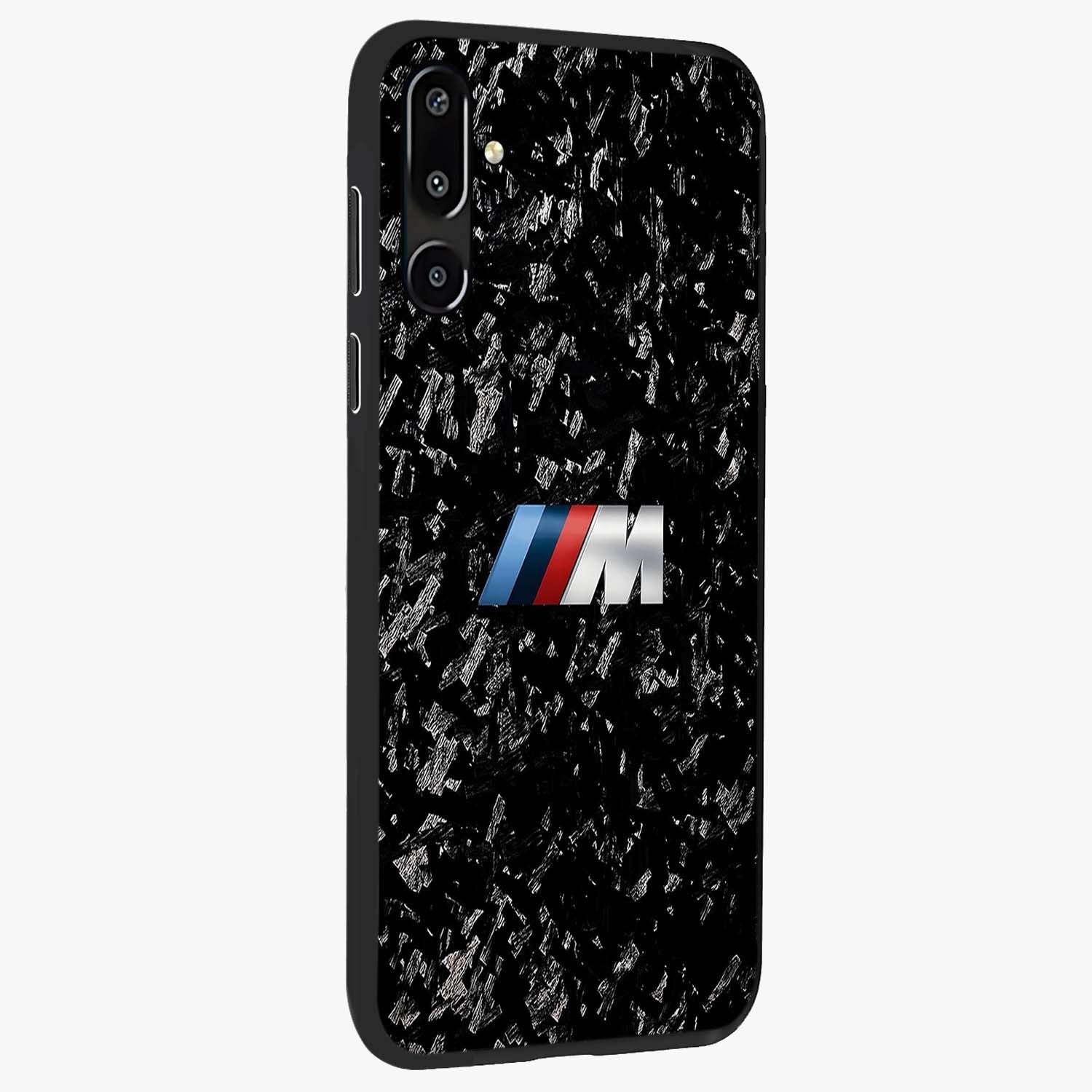 Carbon Speed Mark Glass Case upright view showcasing modern carbon speed graphic with bold automotive theme.