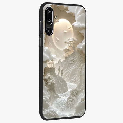 Celestial Origami Glass Case upright view showcasing creative origami artwork with modern celestial style.