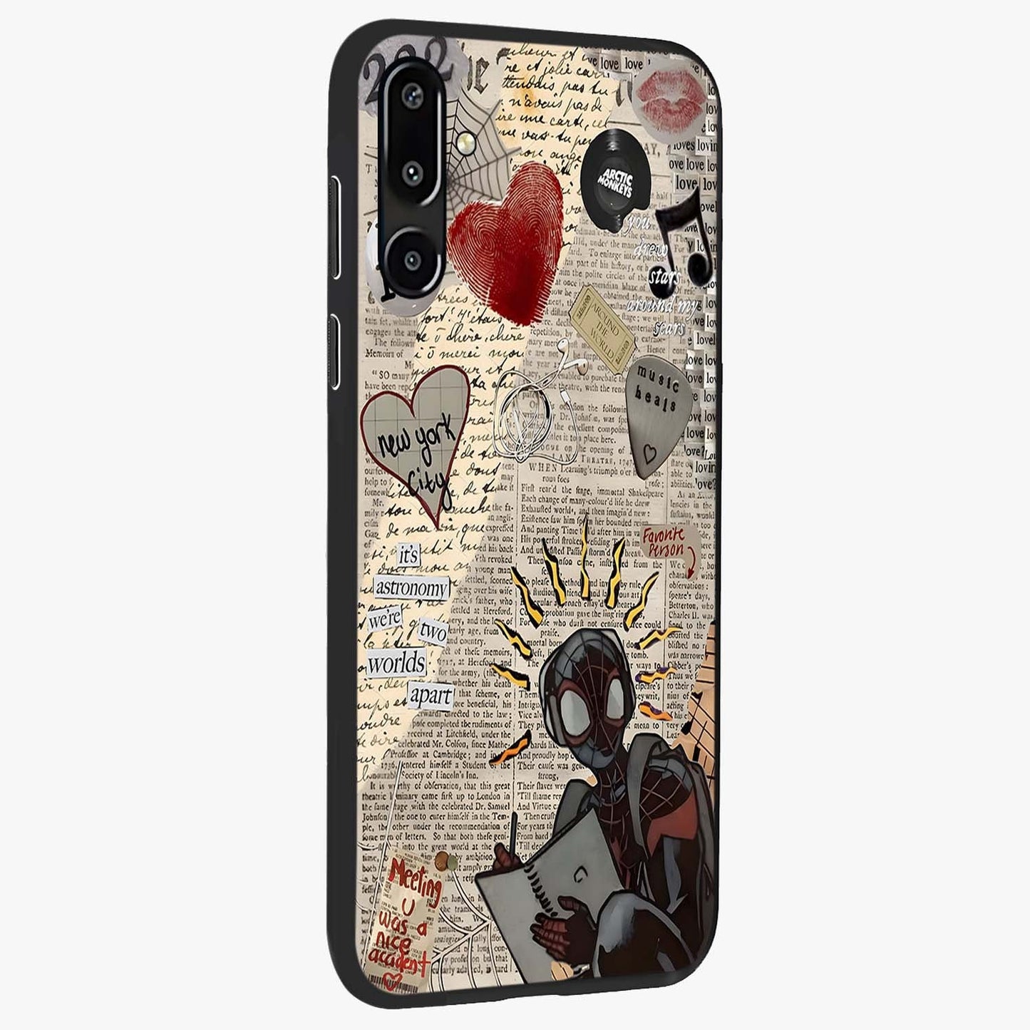 City Dream Sketch Glass Case upright view showcasing urban skyline artwork with stylish hand drawn design.